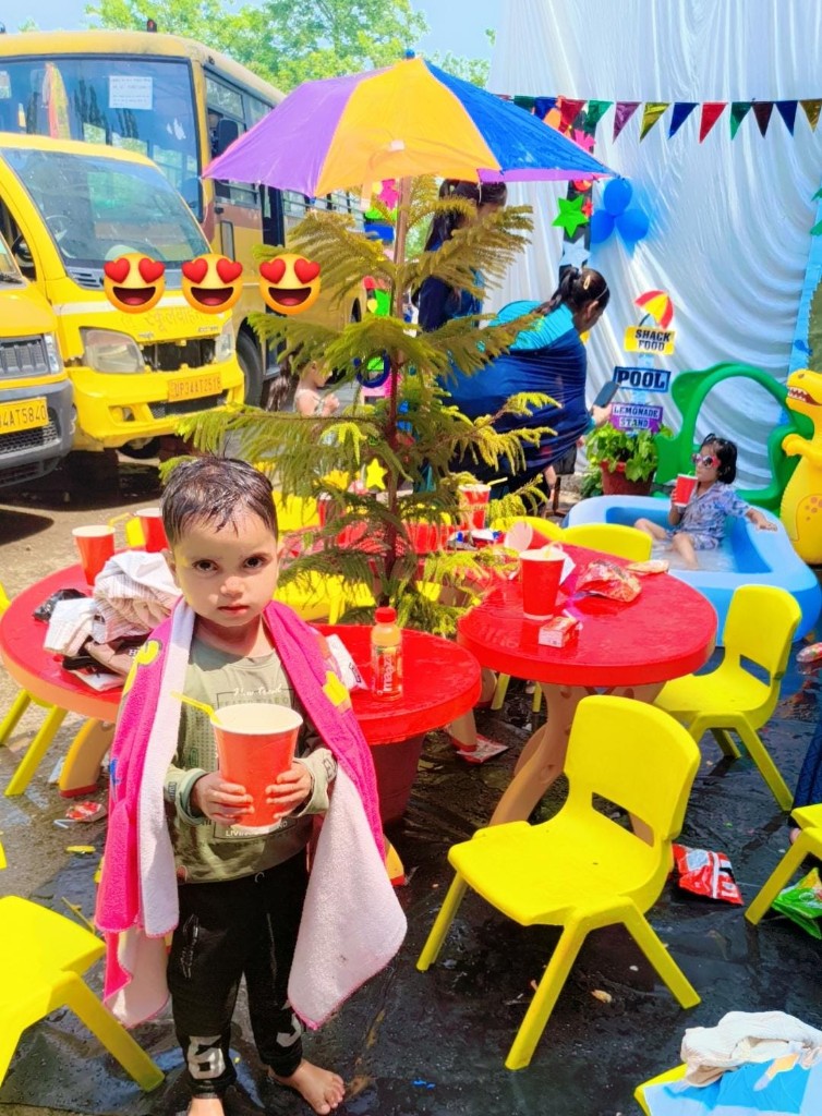 Children enjoying pool party splash day at SRJ Academy